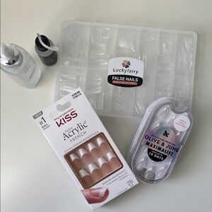 New Acrylic Nails Lot Clear and French Tips w/ Nail Remover